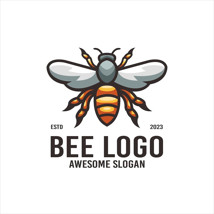 Vector gratuito vector de diseño de logotipo de ilustración de abeja