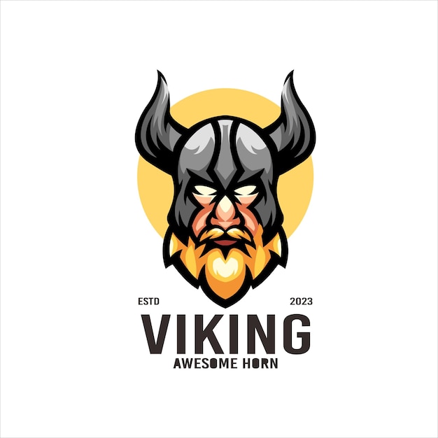 Vector gratuito vector de diseño de logotipo de ilustración de mascota vikinga