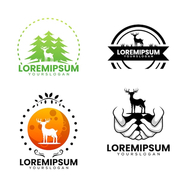 Vector de diseño de logotipo de silueta de ciervo