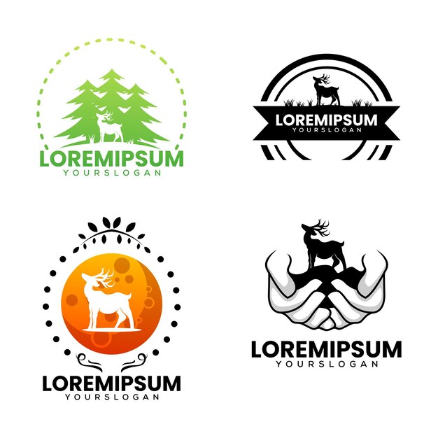 Vector de diseño de logotipo de silueta de ciervo