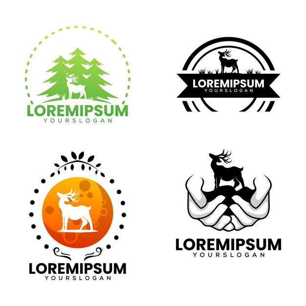 Vector de diseño de logotipo de silueta de ciervo