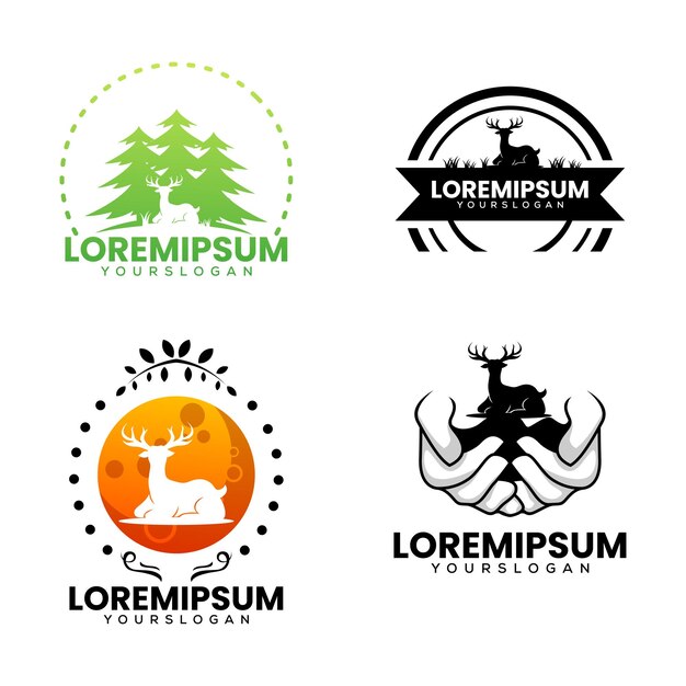Vector de diseño de logotipo de silueta de ciervo