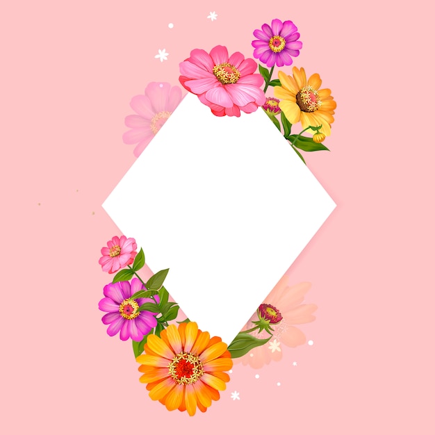 Vector de diseño de marco floral en blanco