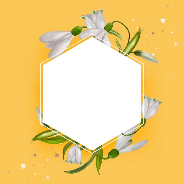 Vector de diseño de marco floral en blanco