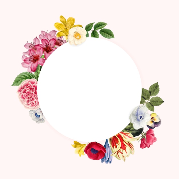 Vector de diseño de marco floral en blanco