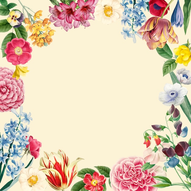 Vector de diseño de marco floral en blanco
