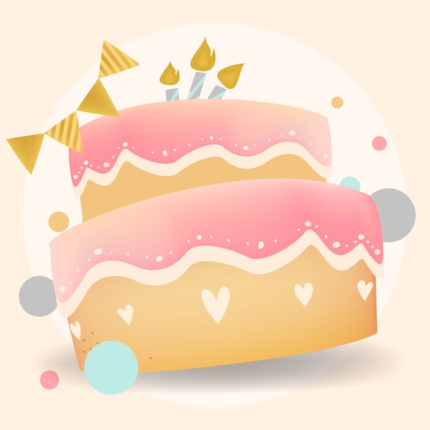 Vector gratuito vector de diseño de pastel de feliz cumpleaños