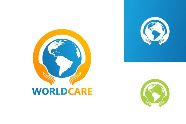 Vector de diseño de plantilla de logotipo de cuidado mundial, emblema, concepto de diseño, símbolo creativo, icono