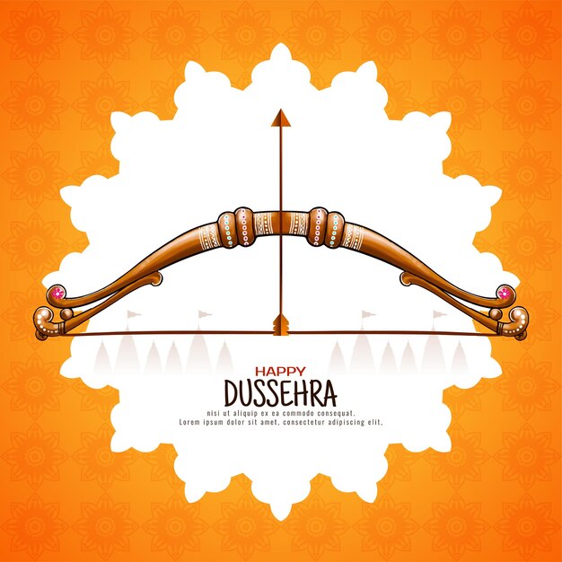 Vector de diseño de tarjeta de felicitación del festival hindú Happy Dussehra hermoso