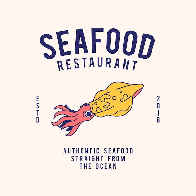 Vector gratuito vector de diseño de texto de restaurante de mariscos