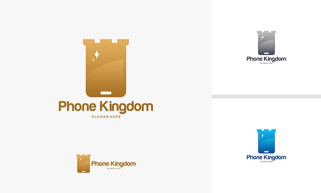 Vector de diseños de logotipo de phone kingdom, plantilla de logotipo de mobile castle