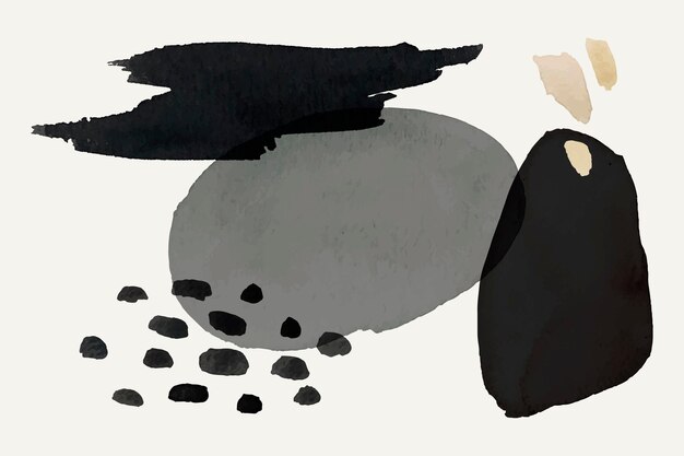 Vector de elemento acuarela en negro y gris