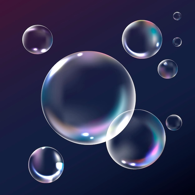 Vector de elemento de burbuja clara en fondo azul marino