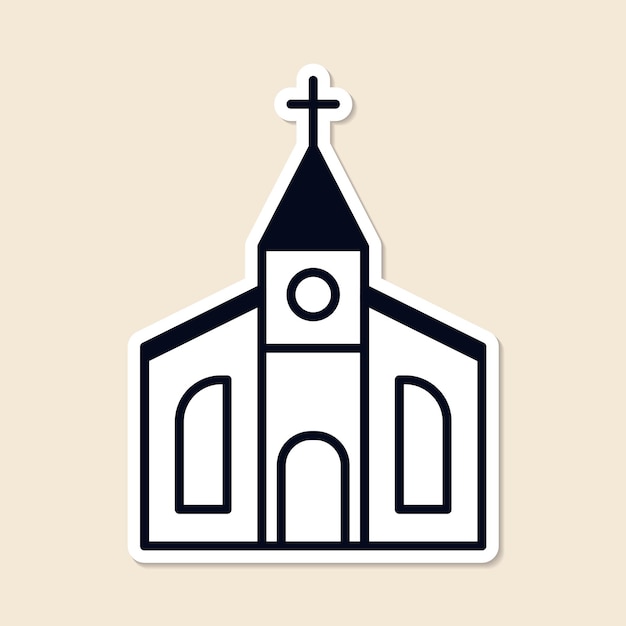 Vector de elemento de diseño de etiqueta de lugar de culto de iglesia