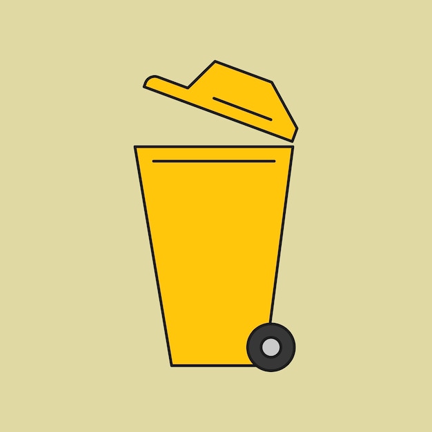 Vector de elemento de diseño de icono de entorno de cubo de basura amarillo