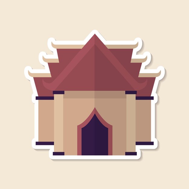 Vector de elemento de diseño de pegatina de templo budista
