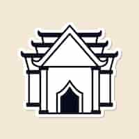 Vector gratuito vector de elemento de diseño de pegatina de templo budista