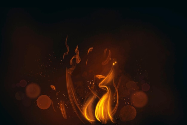 Vector de elemento de llama de fuego en fondo negro