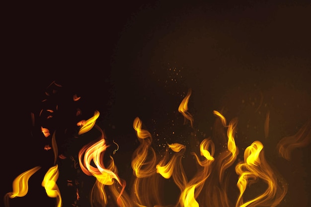 Vector de elemento de llama de fuego en fondo negro