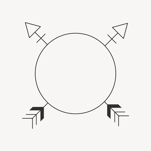 Vector de elemento de logotipo de marco de flecha cruzada estética, diseño simple de Boho