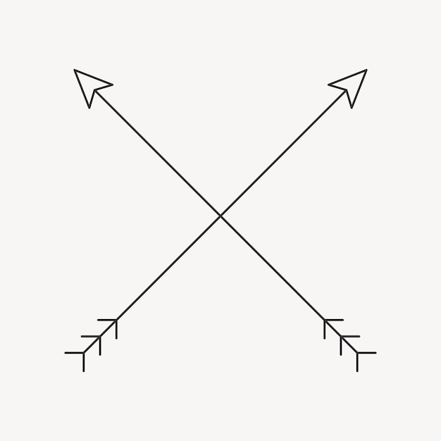Vector de elemento de logotipo negro de flecha cruzada estética, diseño simple de Boho