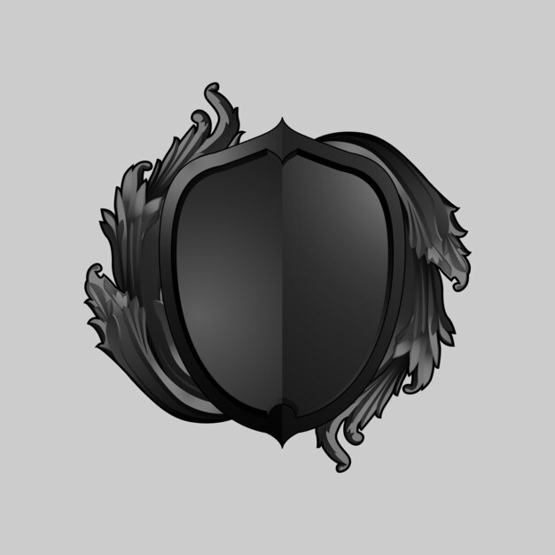 Vector de elementos de escudo barroco negro