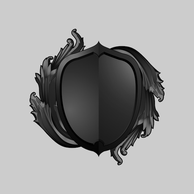 Vector de elementos de escudo barroco negro