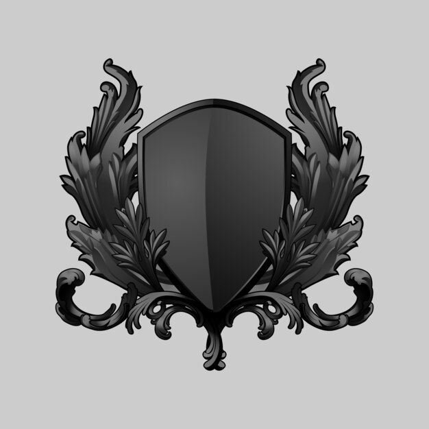 Vector de elementos de escudo barroco negro