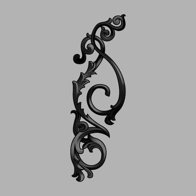 Vector de elementos florales barrocos negros