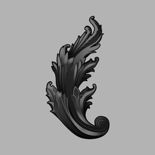 Vector de elementos florales barrocos negros