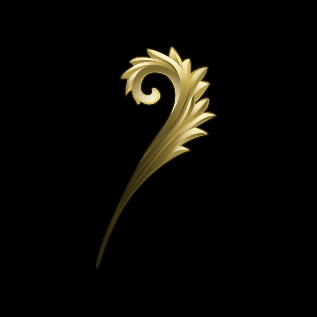 Vector de elementos florales de oro barroco