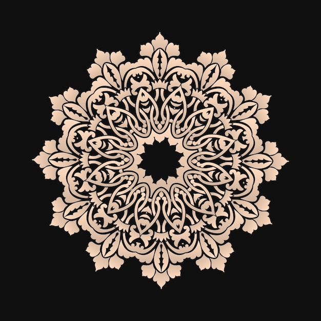 Vector de encaje redondo ornamental con damasco y elementos arabescos. Estilo mehndi