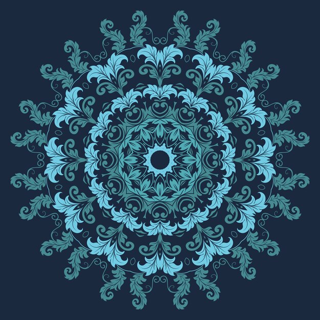 Vector de encaje redondo ornamental con elementos de damasco y arabescos. Mehndi estilo. Oriente ornamento tradicional. Zentangle-como el ornamento floral coloreado redondo.