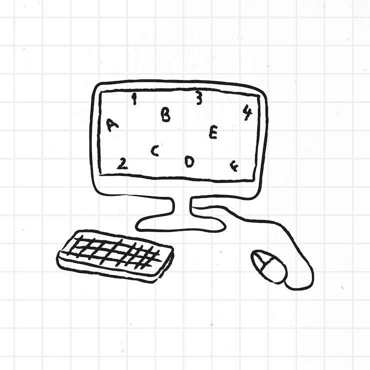 Vector gratuito vector de estilo de doodle de computadora