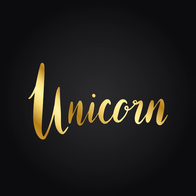 Vector de estilo de tipografía manuscrita de unicornio