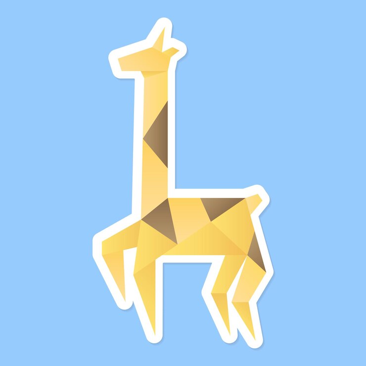 Vector gratuito vector de etiqueta de animal de origami de jirafa hecha a mano