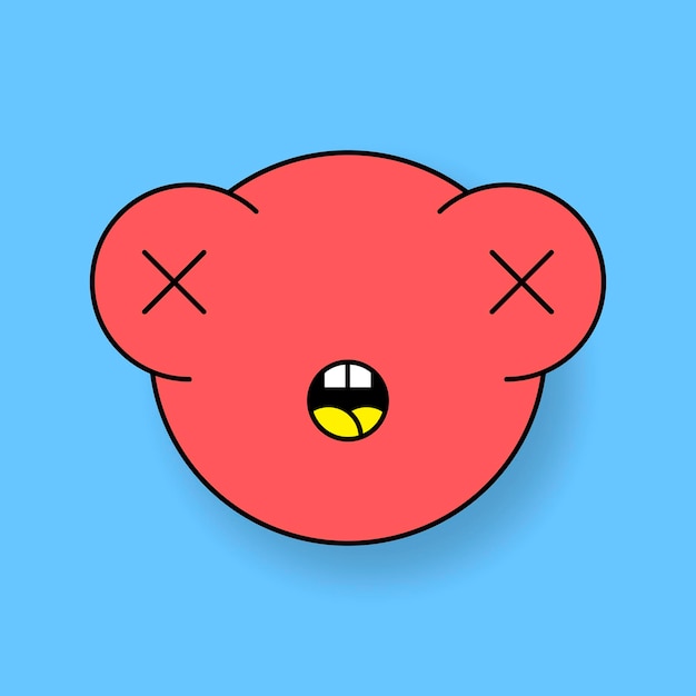Vector gratuito vector de etiqueta emoji de pez dorado rojo funky