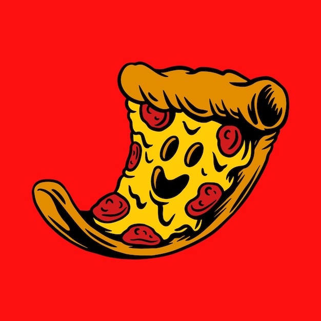 Vector gratuito vector de etiqueta de estilo de dibujo de pizza