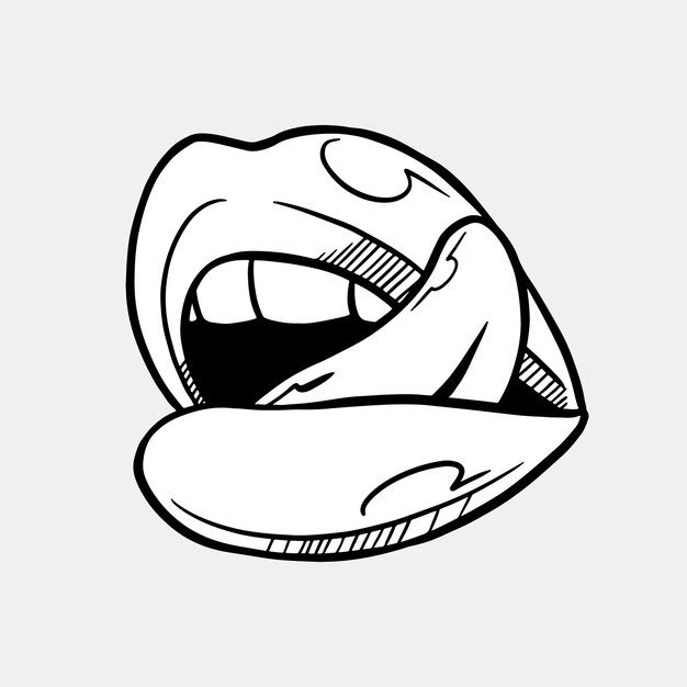 Vector de etiqueta de labios de arte pop