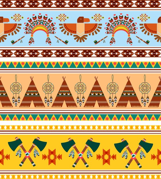 Vector étnico tribal inconsútil Vintage