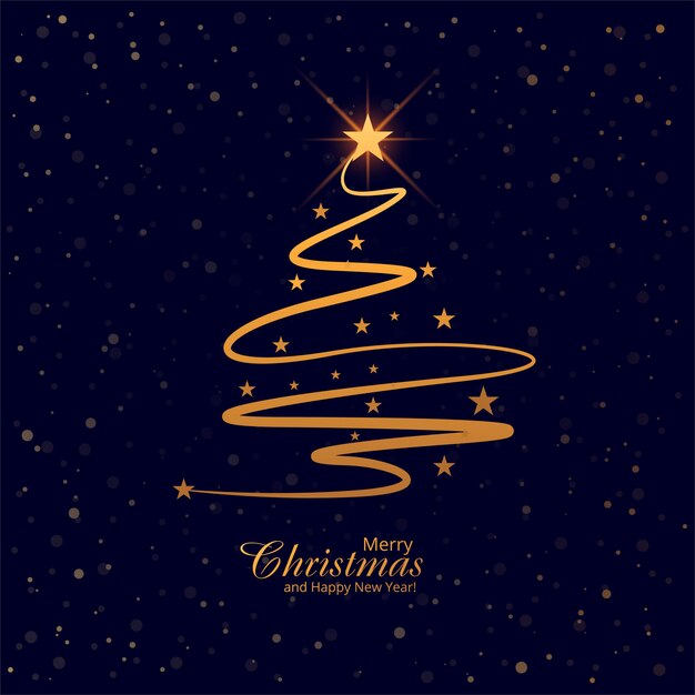 Vector feliz hermoso del fondo de la tarjeta del árbol de navidad
