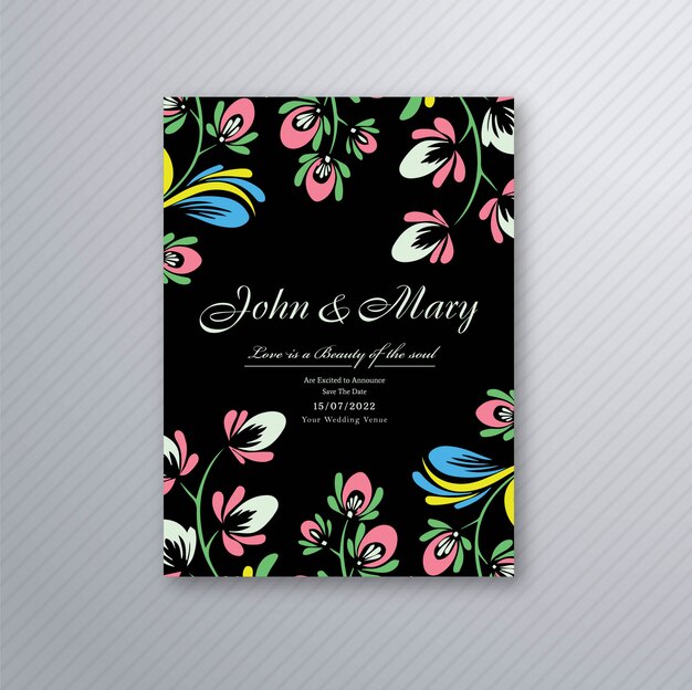 Vector floral decorativo del diseño de tarjeta de la invitación de la boda