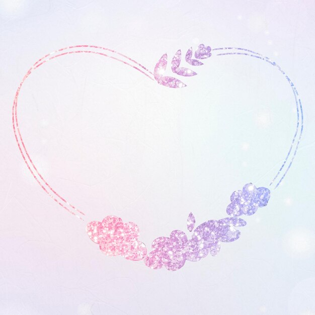 Vector floral guirnalda brillo borde en forma de corazón