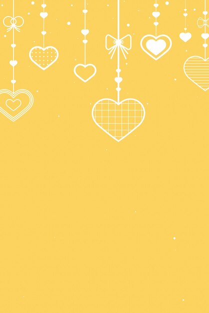 Vector de fondo amarillo de corazones colgantes