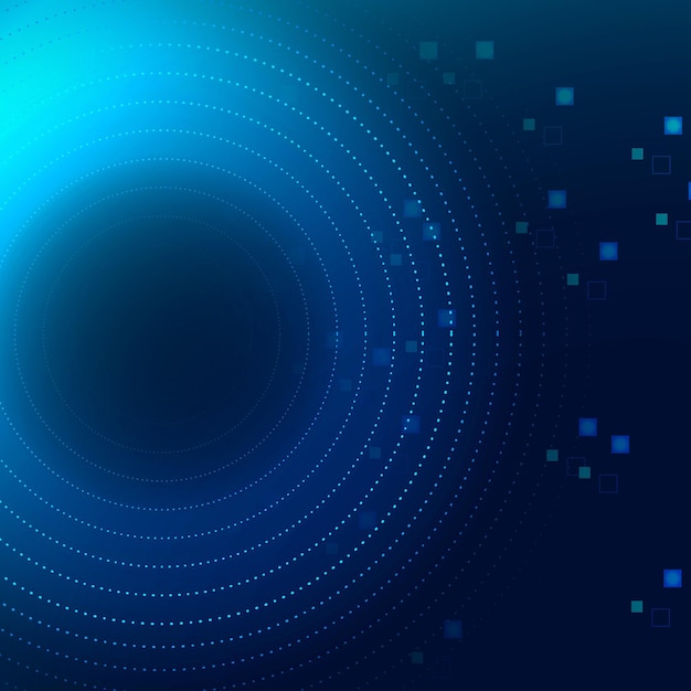 Vector de fondo azul círculo de tecnología en concepto de transformación digital