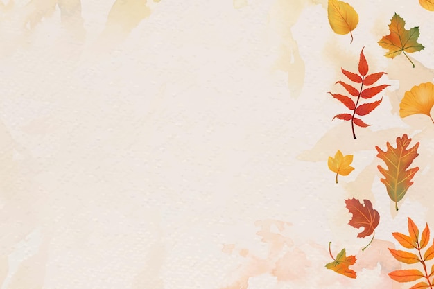 Vector gratuito vector de fondo beige de hojas de otoño