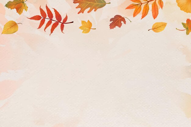 Vector de fondo beige de hojas de otoño