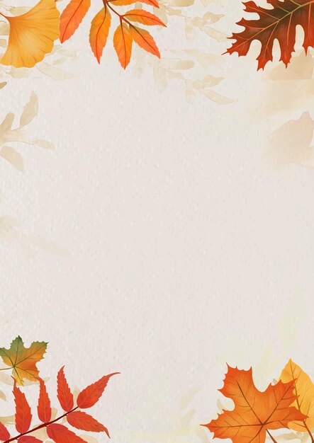 Vector de fondo beige de hojas de otoño