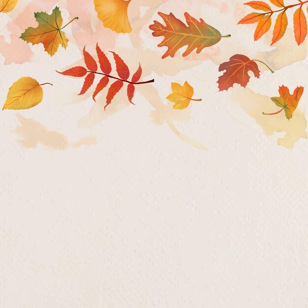 Vector de fondo beige de hojas de otoño