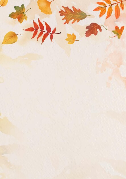 Vector de fondo beige de hojas de otoño